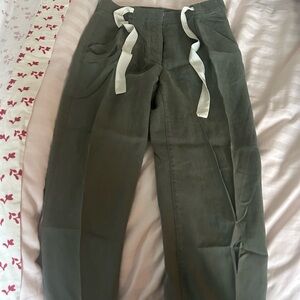 Aritzia Olive Green Pants with White Ties